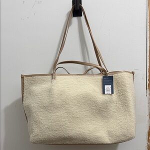 Universal Thread Cream Tote with Tan Handles